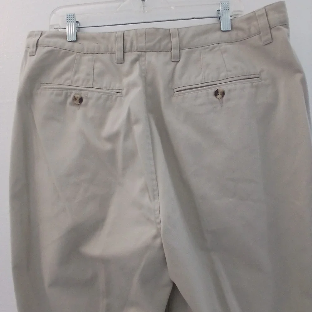 Authentic Laundered Khakis Pants  Men Sz 38x32 Pleated Cuffed‎ Hems Office Wear